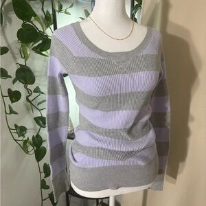 American Eagle Outfitters Lavender and Gray Striped Sweater